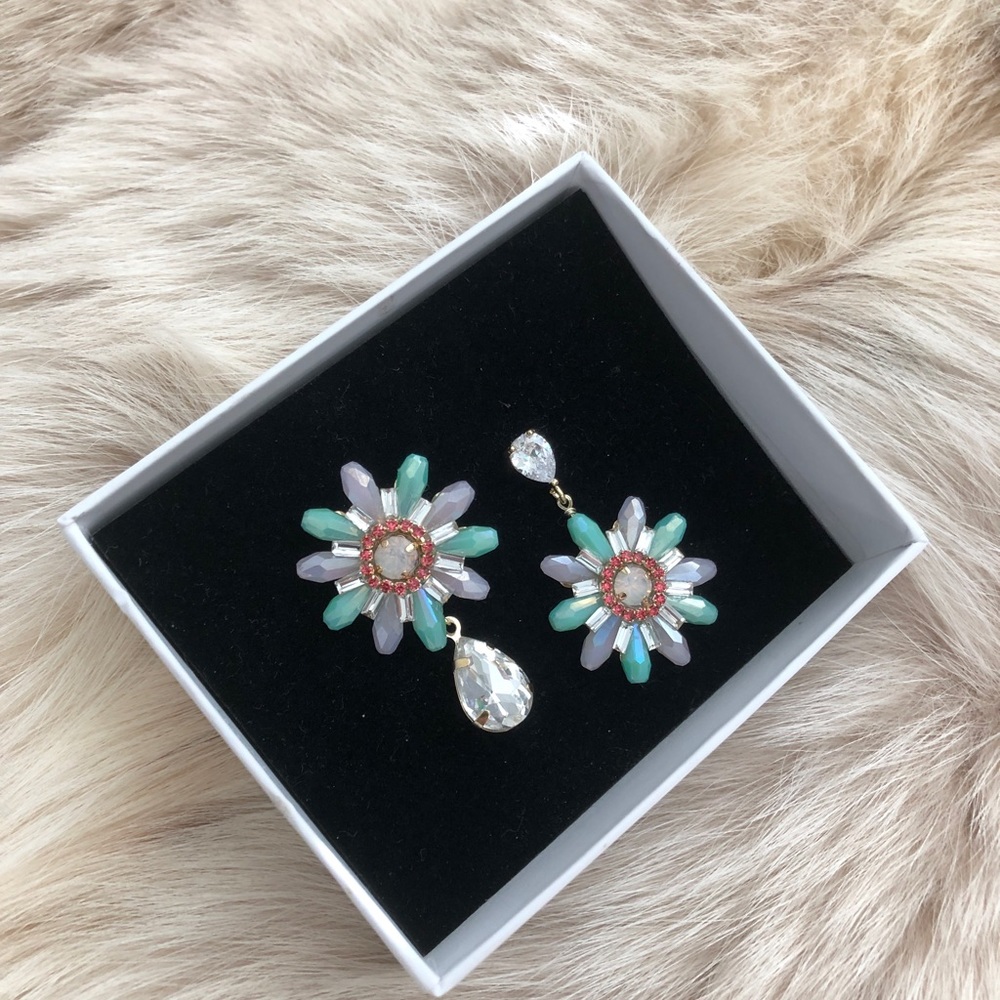 Turquoise crystal statement earrings